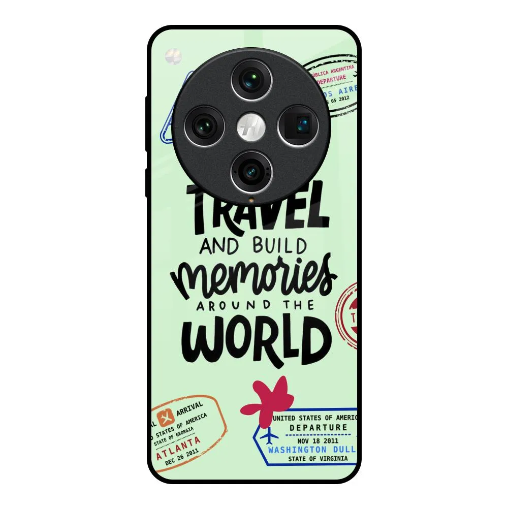 Compact Style Travel Stamps Glass Case for Oppo Find x8 Pro