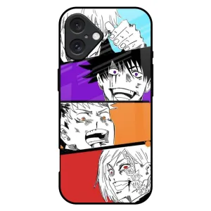 Elegant Texture Layer Trendy Detailing Anime Sketch Glass Case for iPhone 16 Plus