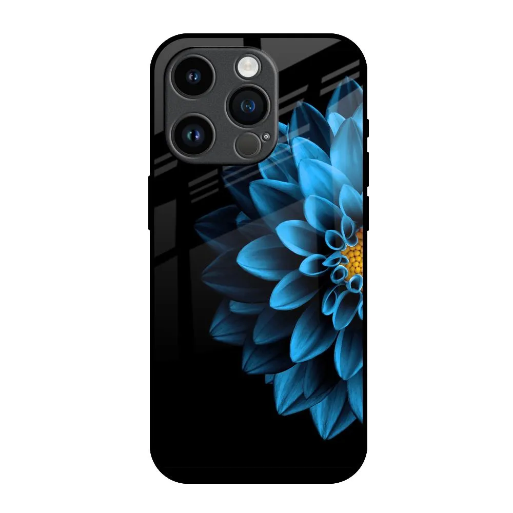 Smooth Form Half Blue Flower Glass Case for iPhone 14 Pro