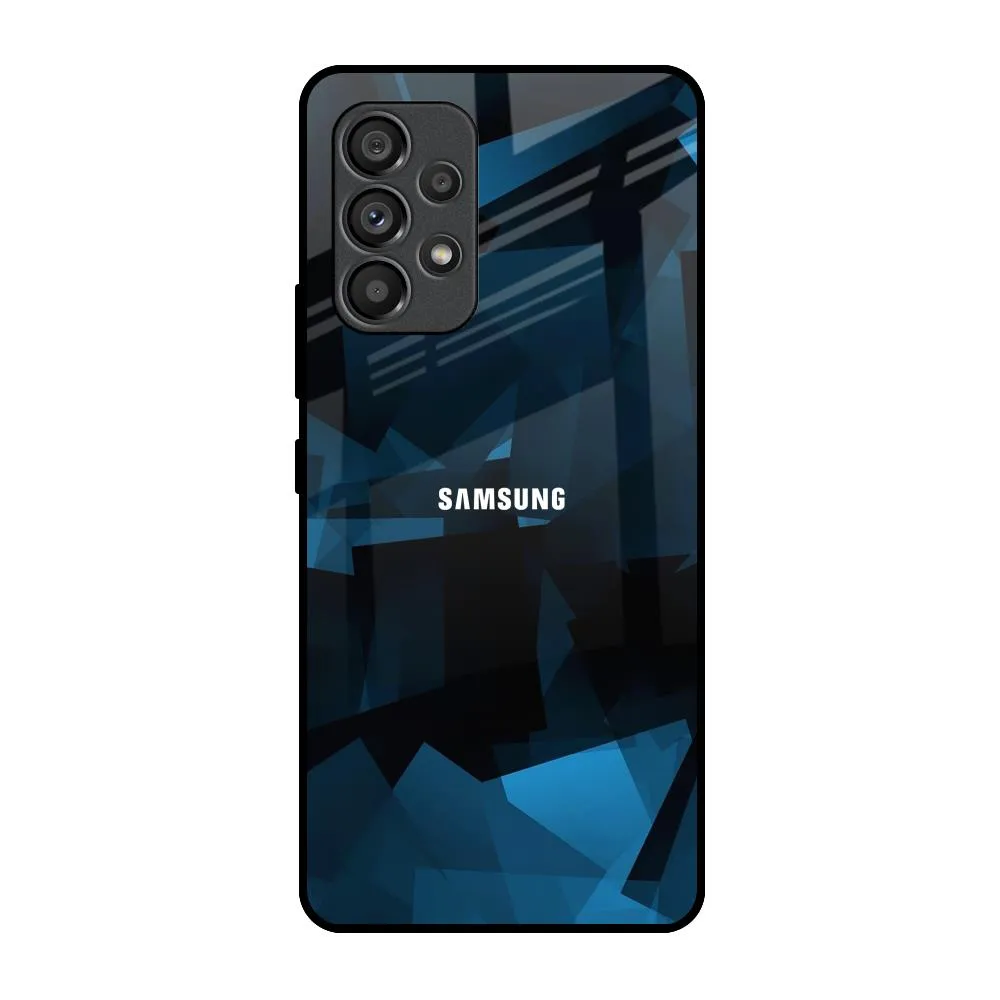 Polygonal Blue Box Glass Case For Samsung Galaxy A53 5G Sleek Finish