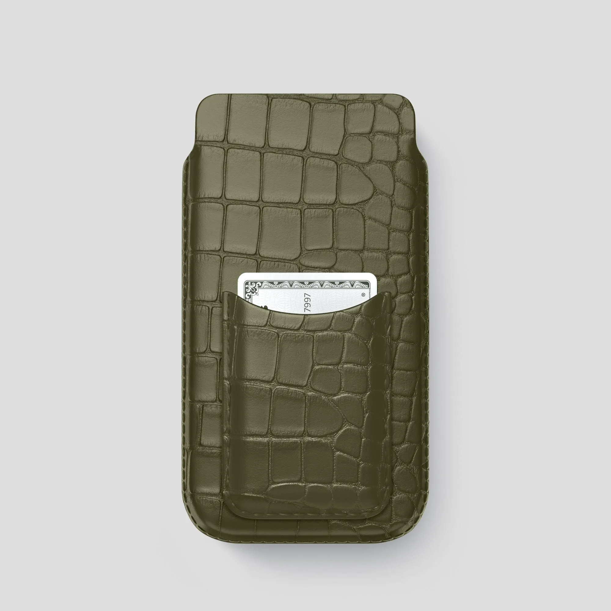 Classic Texture Premium Texture Design Pouch Card Case For iPhone 15 Pro In Alligator