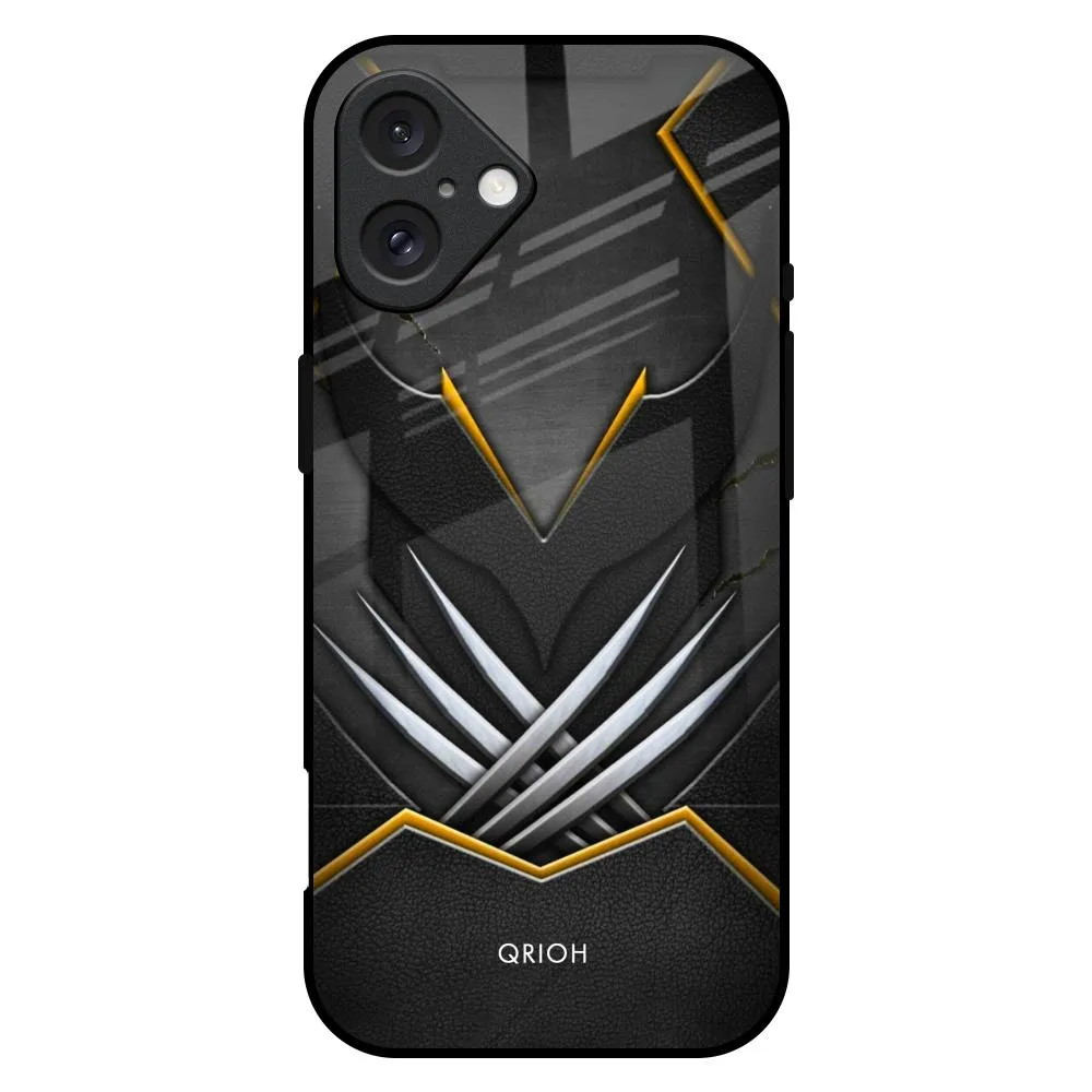Black Warrior Glass Case for iPhone 16 Plus Anti glare Vivid Design Texture