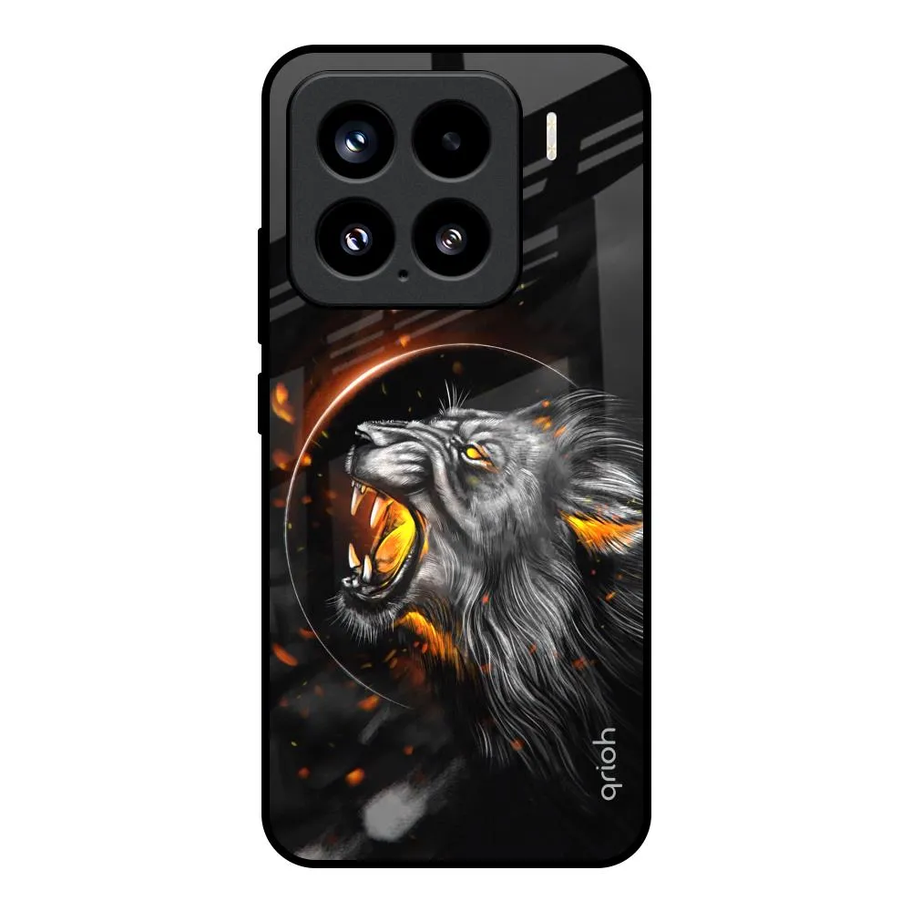 Aggressive Lion Glass Case for Mi 15 5G Elegant Edge Raised Bezels