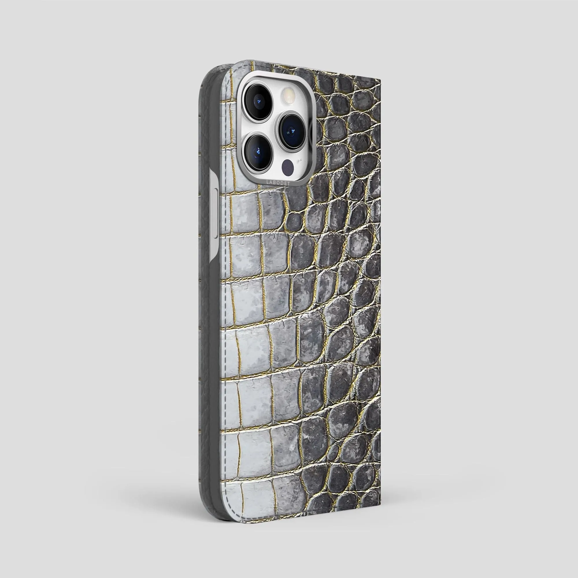 Folio Case For iPhone 15 Pro Max In Himalayan Crocodile simple design Luxury Appeal