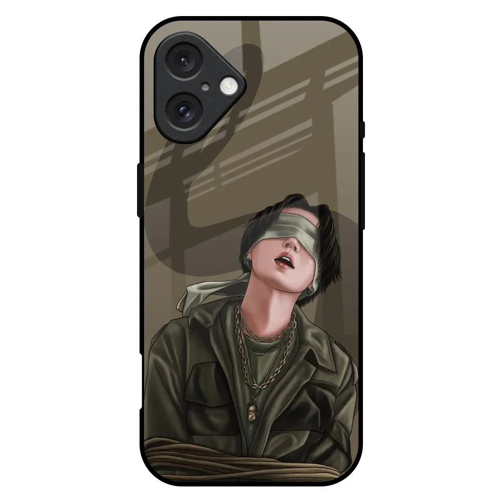 Blind Fold Glass Case for iPhone 16 Plus Elegant Layer Texture