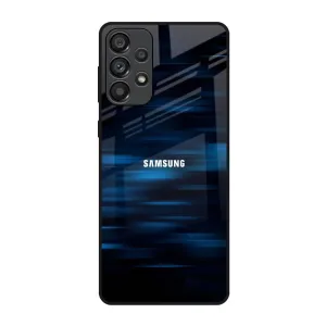 Hybrid Edge Finish Clear Back Blue Rough Abstract Glass Case for Samsung Galaxy A73 5G