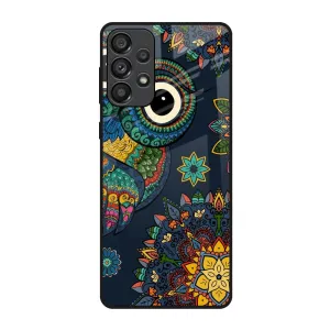 Hybrid Build Texture Protective Texture Finish Owl Art Glass Case for Samsung Galaxy A73 5G