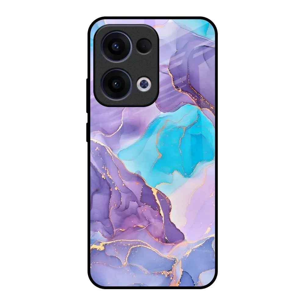 Soft Interior Alcohol ink Marble Glass Case for Oppo Reno13 5G