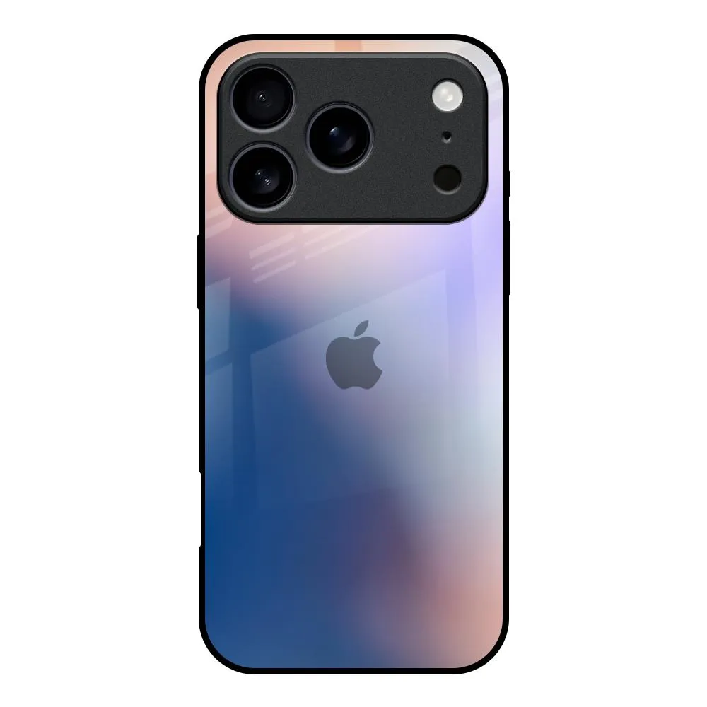 Soft Edge Texture Travel Essential Blue Mauve Gradient Glass Case for iPhone 17 Pro