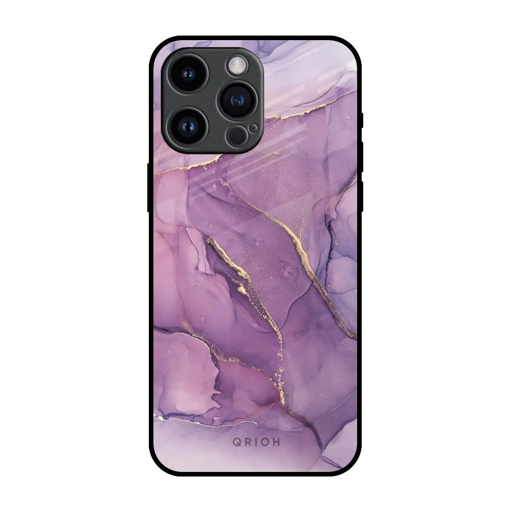 Light Structure Durable Layer Purple Gold Marble Glass Case for iPhone 14 Pro Max