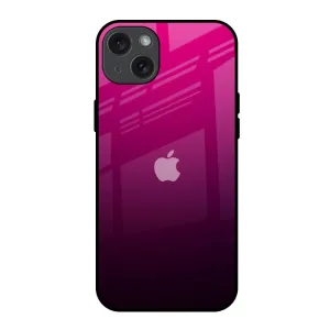 Purple Ombre Pattern Glass Case for iPhone 15 Plus Durable Edge Texture Raised Edges