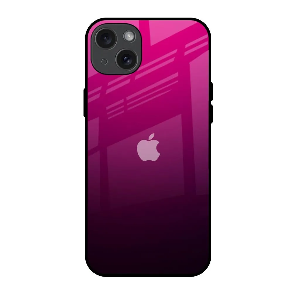 Purple Ombre Pattern Glass Case for iPhone 15 Plus Durable Edge Texture Raised Edges