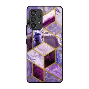 Purple Rhombus Marble Glass Case for Samsung Galaxy A53 5G Vibrant Finish