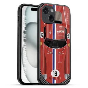 Racing Vintage Glass Case for iPhone 15 Plus Elegant Edge