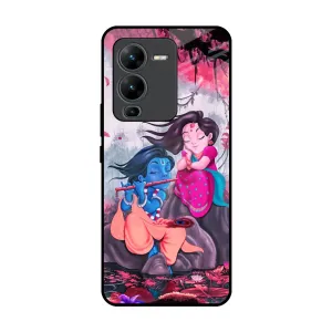 Matte Edge Radha Krishna Art Glass Case for Vivo V25 Pro