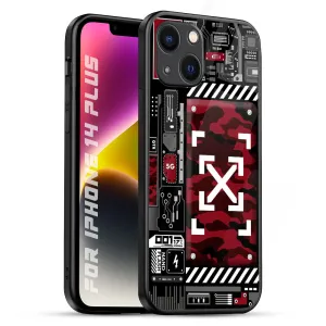 Luxury Detail Technology Art Glass Case for iPhone 14 Plus