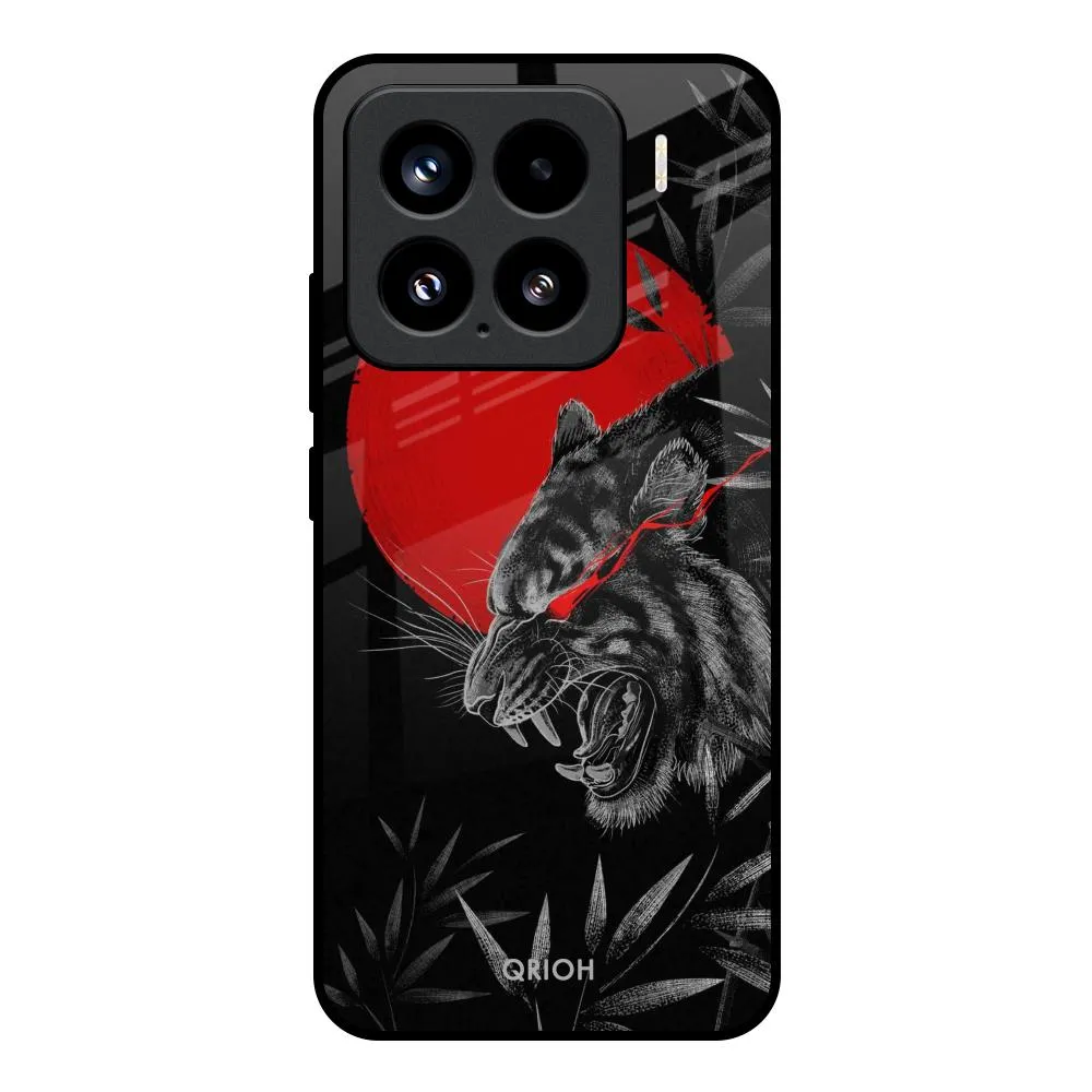 Elegant Pattern Red Moon Tiger Glass Case for Mi 15 5G