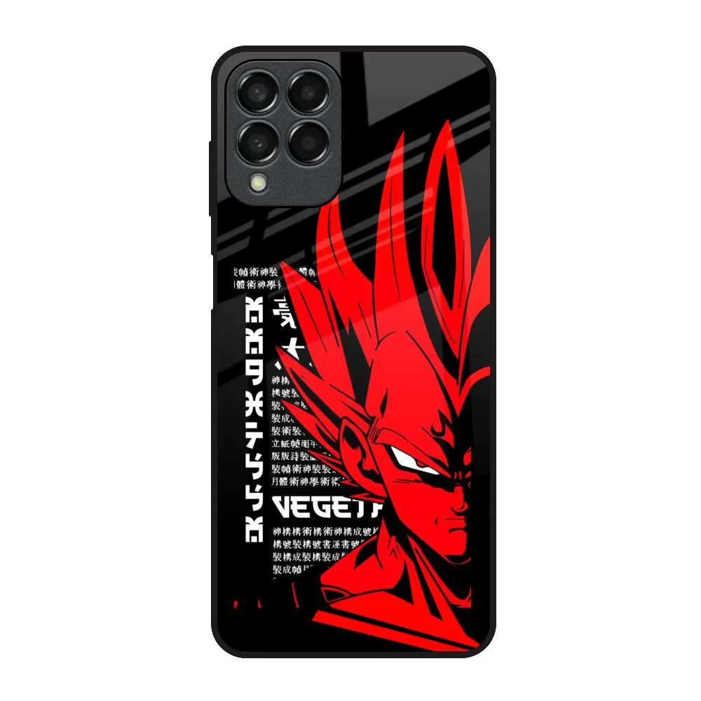 Red Vegeta Glass Case for Samsung Galaxy M53 5G Textured Detail