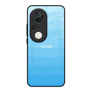 Gloss Surface Wavy Blue Pattern Glass Case for Vivo T4 Ultra 5G