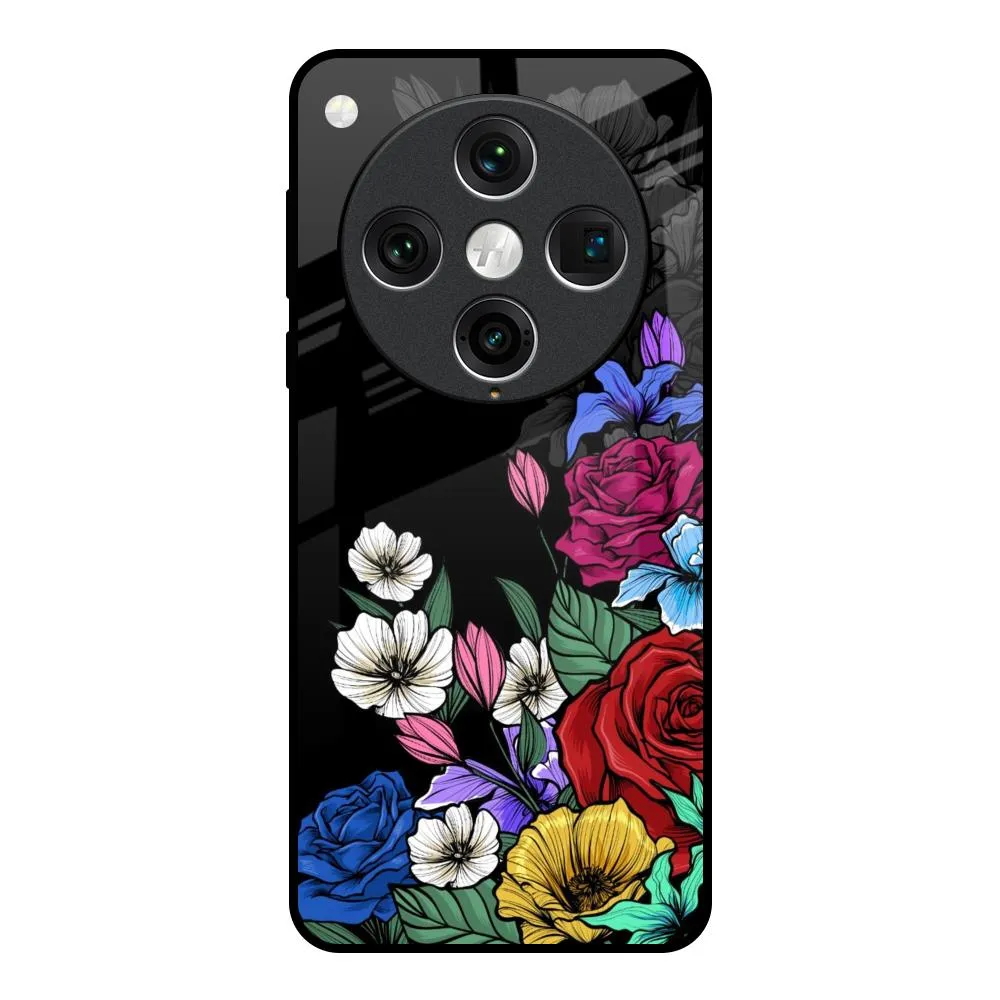 Premium Texture Rose Flower Bunch Art Glass Case for Oppo Find x8 Pro
