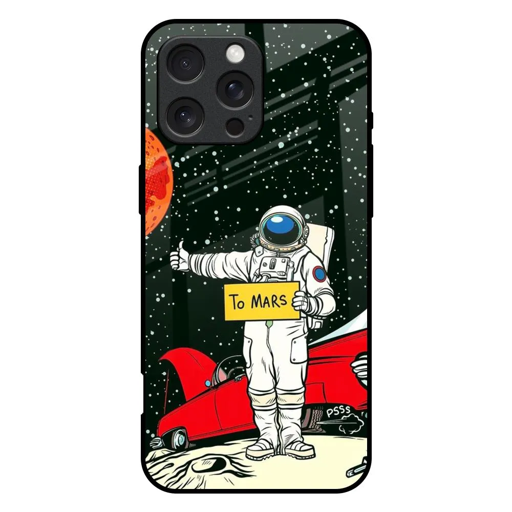 Soft Edge Astronaut on Mars Glass Case for iPhone 16 Pro Max