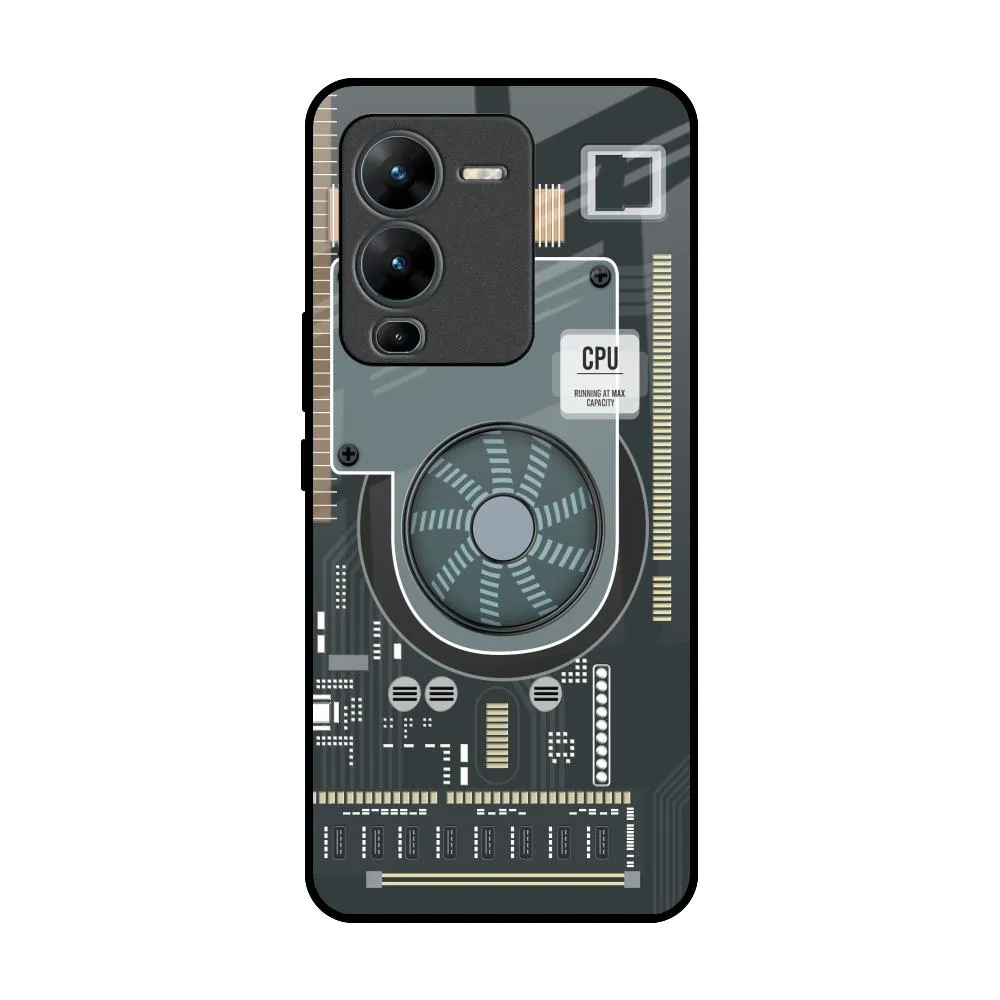 Smooth Lining Minimal Style Motherboard Circuit Glass Case for Vivo V25 Pro