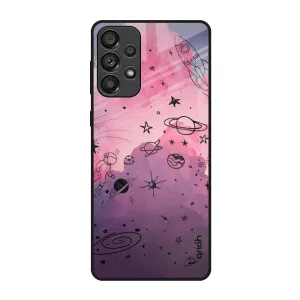 Sleek Appearance Shock Absorption Layer Space Doodles Glass Case for Samsung Galaxy A73 5G