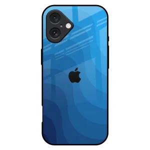 Shock Surface Blue Wave Abstract Glass Case for iPhone 16 Plus