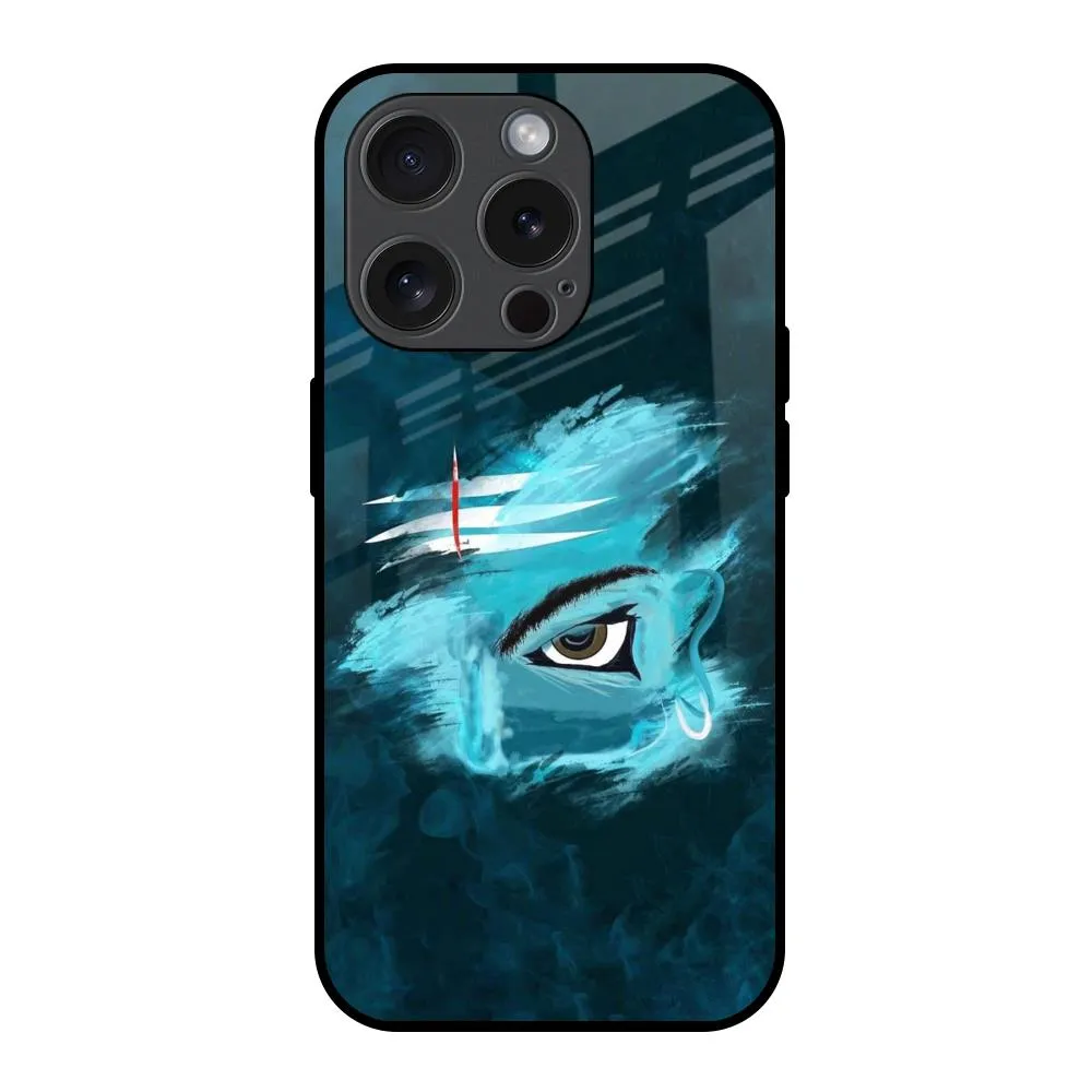 Magnetic Mount Power Of Trinetra Glass Case For iPhone 15 Pro