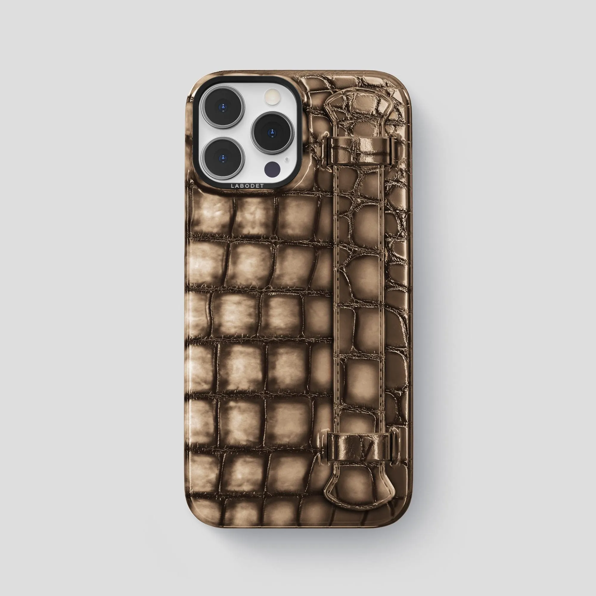 Shock Absorbing Handle Case For iPhone 15 Pro Max In Patina Alligator