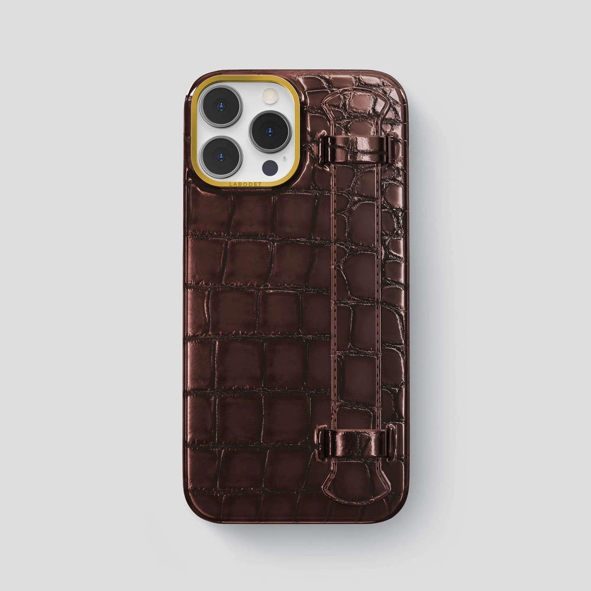 Gradient Design Refined Pattern Handle Case For iPhone 15 Pro Max In Patina Alligator