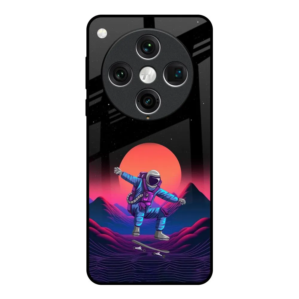 Retro Astronaut Glass Case for Oppo Find x8 Pro Premium Protection Urban Minimalism