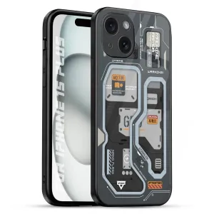 Retro Futuristic Glass Case for iPhone 15 Plus Flexible Grip Form