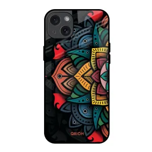 Retro Gorgeous Flower Glass Case for iPhone 15 Plus Durable Edge Impact Resistant