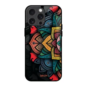 Retro Gorgeous Flower Glass Case for iPhone 15 Pro Max Scratch Barrier