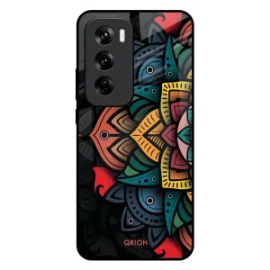 Retro Gorgeous Flower Glass Case for Oppo Reno 12 Pro 5G Matte Texture Surface