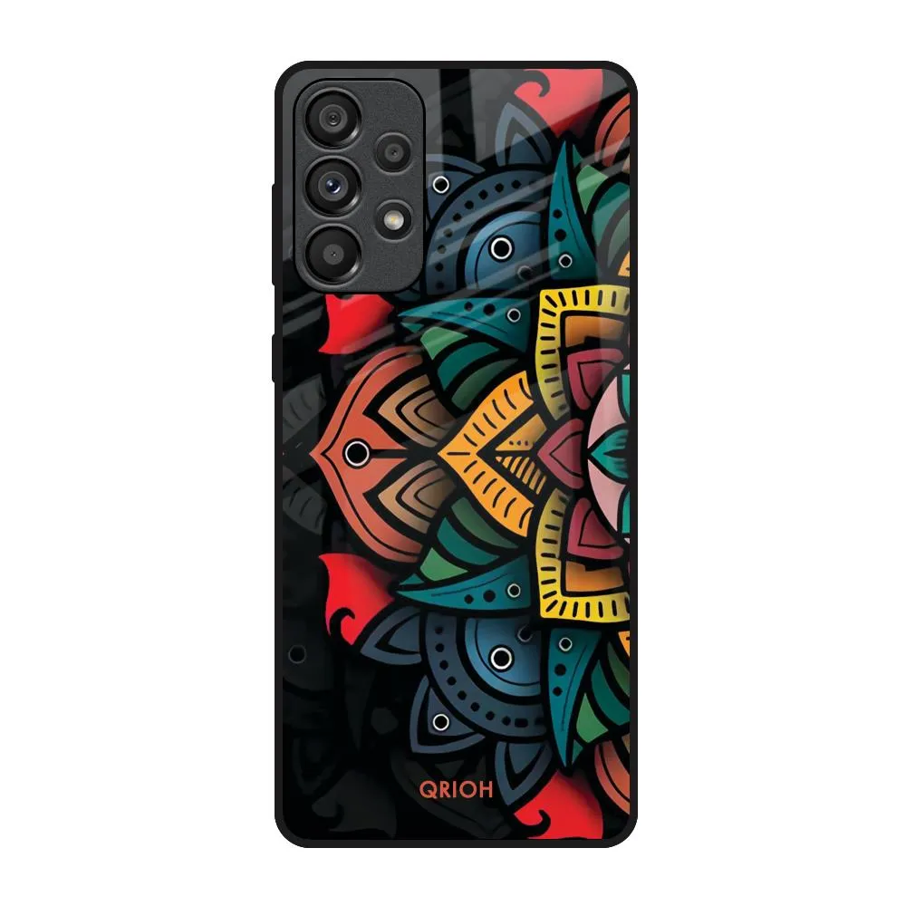 Retro Gorgeous Flower Glass Case for Samsung Galaxy A73 5G Elegant Build Texture