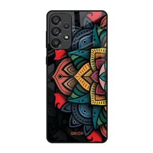 Retro Gorgeous Flower Glass Case for Samsung Galaxy A73 5G Elegant Build Texture