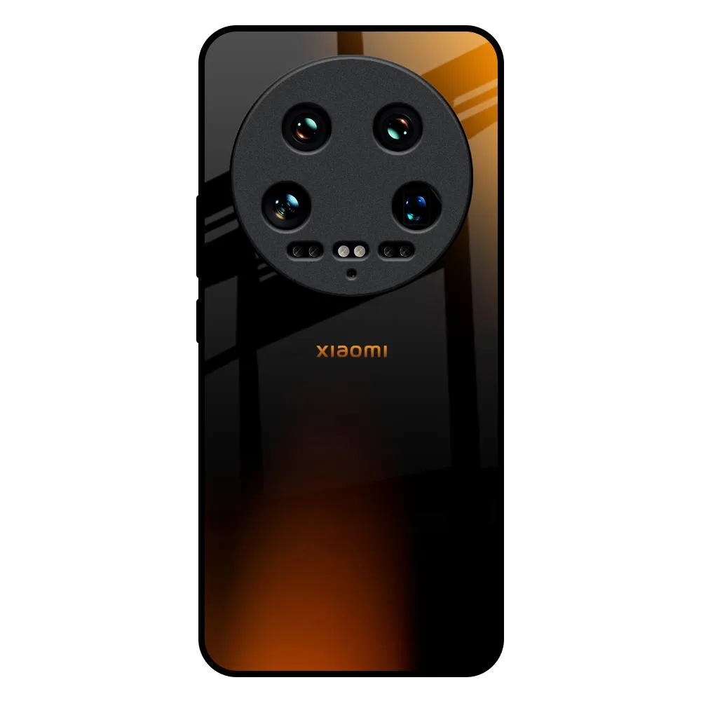 Soft Touch Rugged Grip Orange Black Fusion Glass Case for Mi 14 Ultra 5G