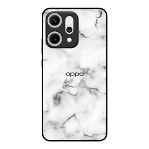 Minimal Texture Satin White Marble Glass Case for Oppo Reno14 5G