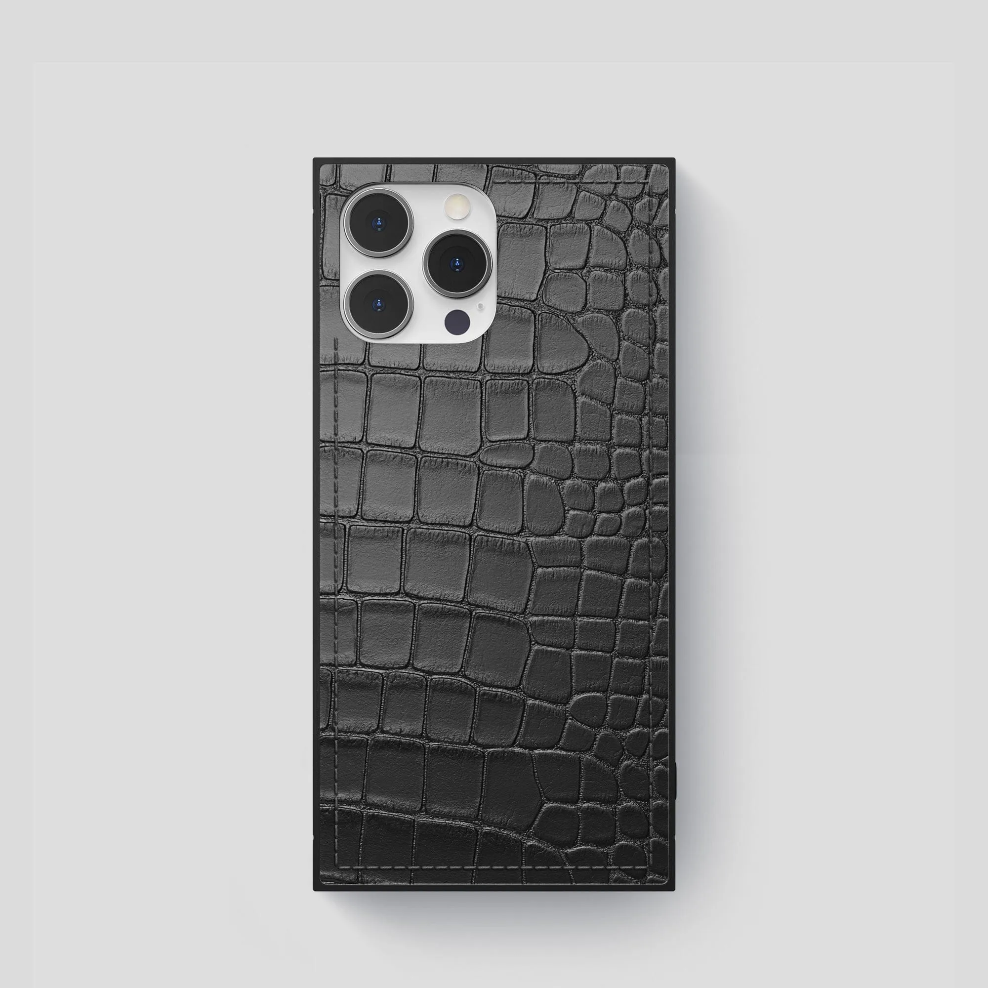 Minimal Build Texture Minimal Edge Design Square Case For iPhone 15 Pro In Alligator