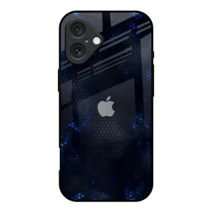 Blue Hues Glass Case for iPhone 16 Durable Frame
