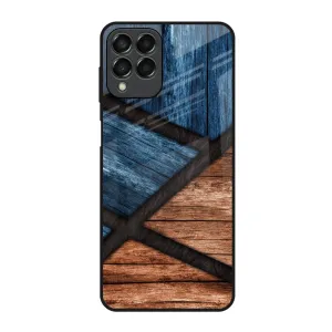 Wooden Tiles Glass Case for Samsung Galaxy M53 5G Flexible Touch