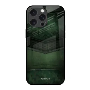 Wireless Charging Compatible Hybrid Pattern Design Green Leather Glass Case for iPhone 15 Pro Max