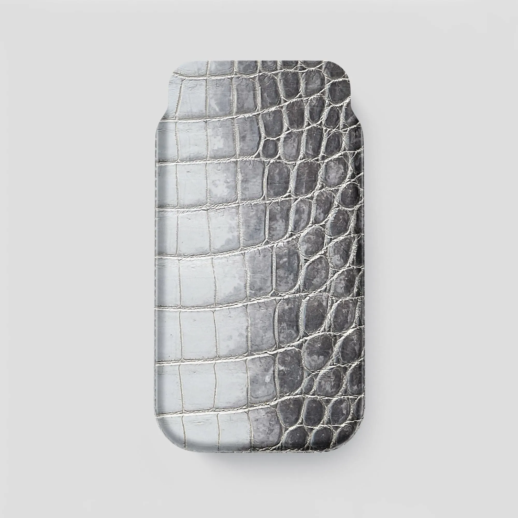 Pouch Case For iPhone 15 Pro Max In Himalayan Crocodile Polished Texture Finish