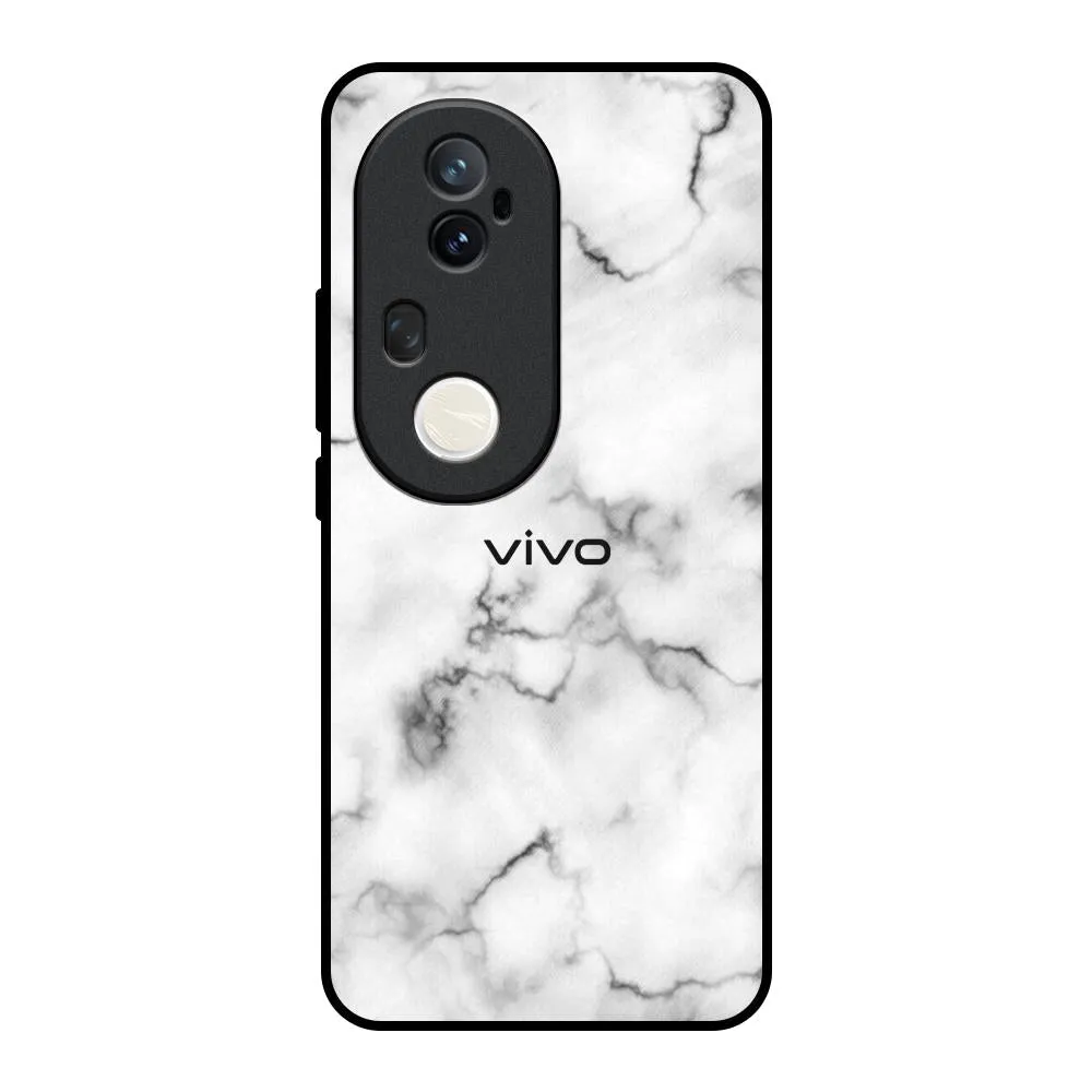 Satin White Marble Glass Case for Vivo T4 Ultra 5G Smooth Coating