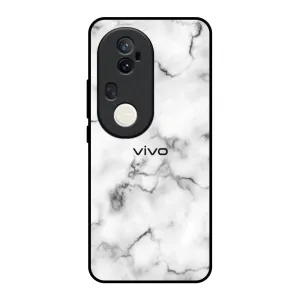 Satin White Marble Glass Case for Vivo T4 Ultra 5G Smooth Coating