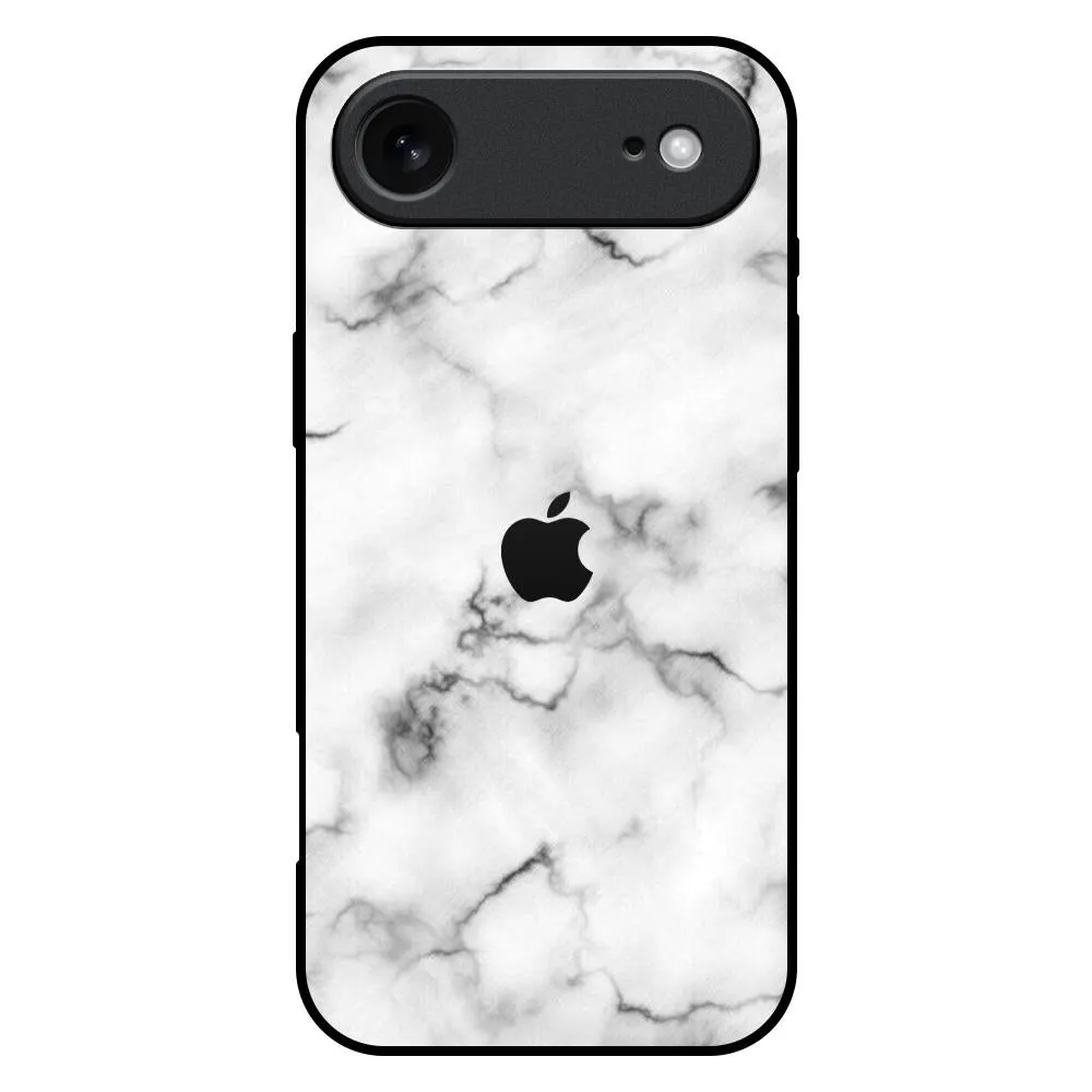 Satin White Marble Glass Case for iPhone 17 Air Glossy Finish Look