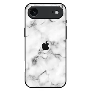 Satin White Marble Glass Case for iPhone 17 Air Glossy Finish Look