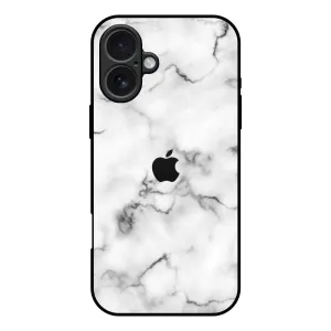 Satin White Marble Glass Case for iPhone 17 Smooth Feel Surface Minimal Surface